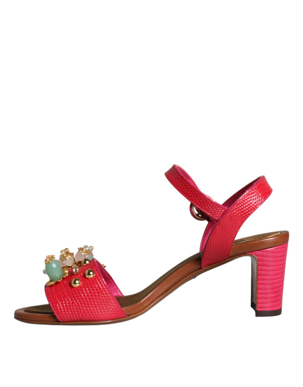 Fuchsia Leder verschönert Keira Sandalen Schuhe