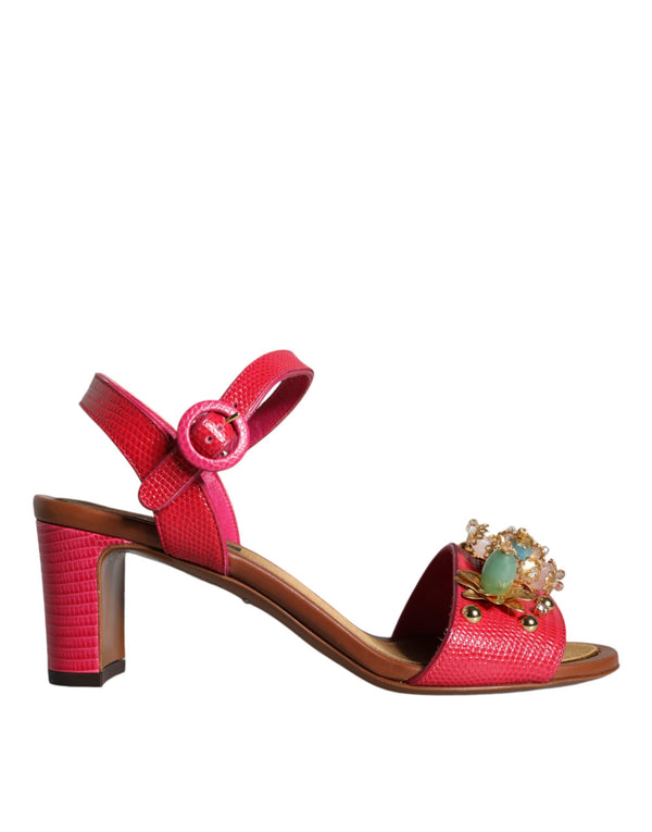 Fuchsia Leder verschönert Keira Sandalen Schuhe