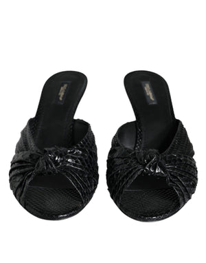 Schwarz Leder Absätze Sandalen Schuhe
