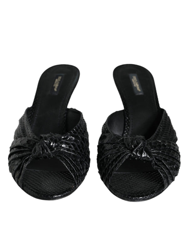 Schwarz Leder Absätze Sandalen Schuhe