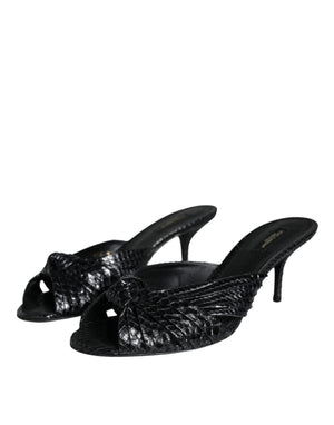 Schwarz Leder Absätze Sandalen Schuhe