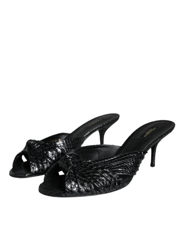 Schwarz Leder Absätze Sandalen Schuhe