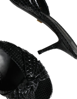 Schwarz Leder Absätze Sandalen Schuhe