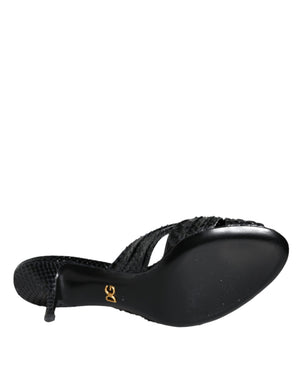 Schwarz Leder Absätze Sandalen Schuhe