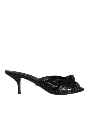 Schwarz Leder Absätze Sandalen Schuhe