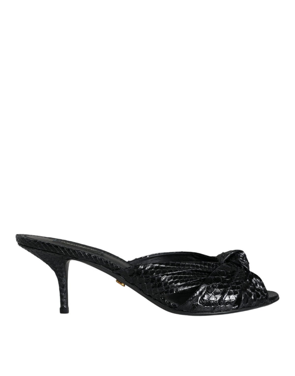 Schwarz Leder Absätze Sandalen Schuhe