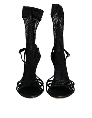 Schwarz Mesh Stiletto Heels Sandalen Schuhe