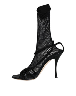 Schwarz Mesh Stiletto Heels Sandalen Schuhe
