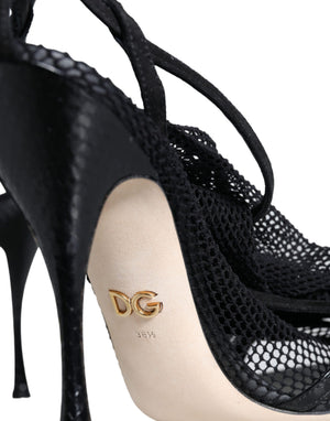 Schwarz Mesh Stiletto Heels Sandalen Schuhe