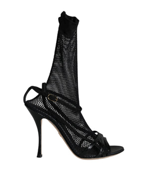Schwarz Mesh Stiletto Heels Sandalen Schuhe