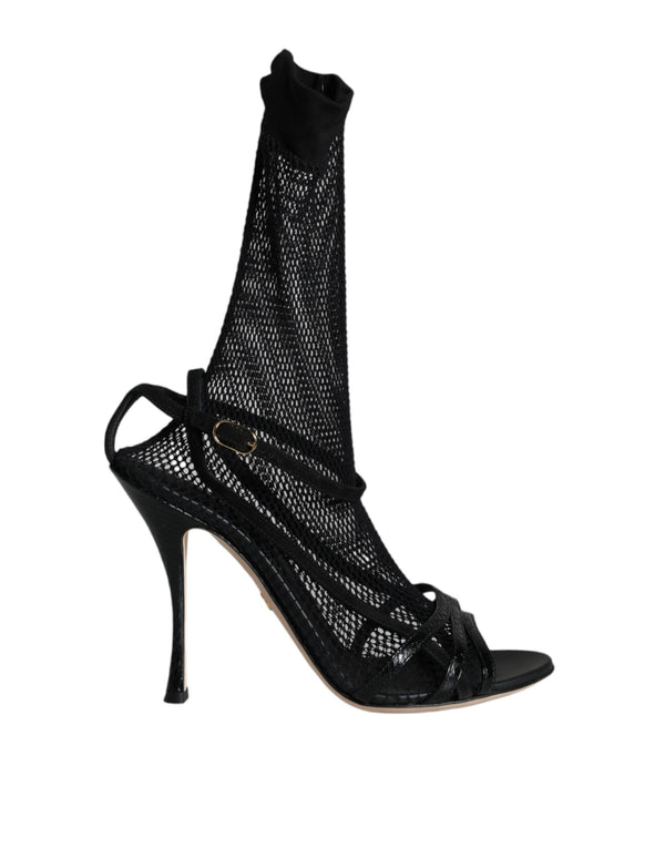 Schwarz Mesh Stiletto Heels Sandalen Schuhe