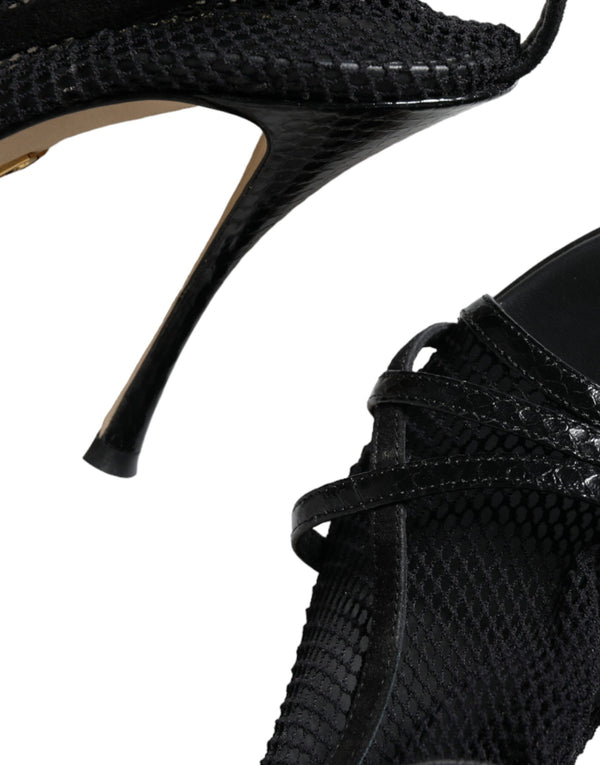 Schwarz Mesh Stiletto Heels Sandalen Schuhe