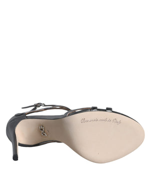 Silberne Keira Leder Heels Sandalen Schuhe