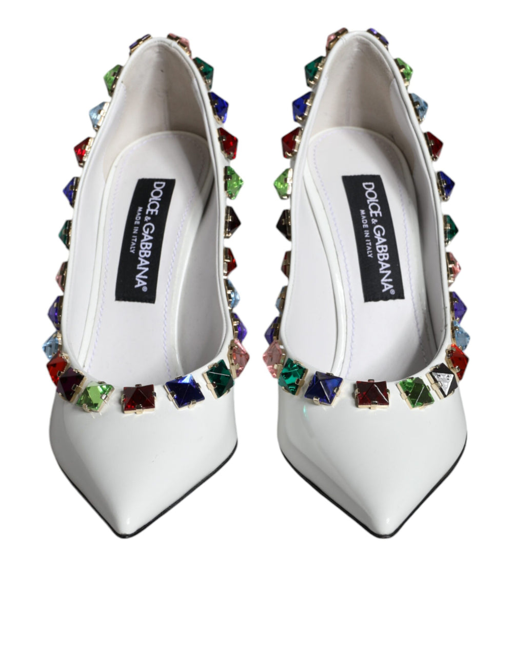 Weiß Crystals Leder High Heels Pumps Schuhe