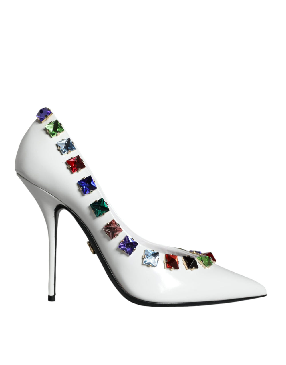 Weiß Crystals Leder High Heels Pumps Schuhe