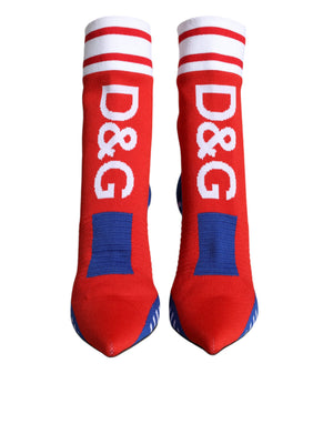 Rot Blau Stretch Socke Stil Ankle Stiefel Logo Schuhe