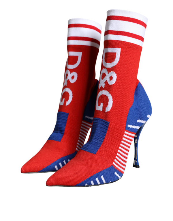 Rot Blau Stretch Socke Stil Ankle Stiefel Logo Schuhe