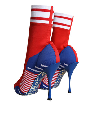 Rot Blau Stretch Socke Stil Ankle Stiefel Logo Schuhe