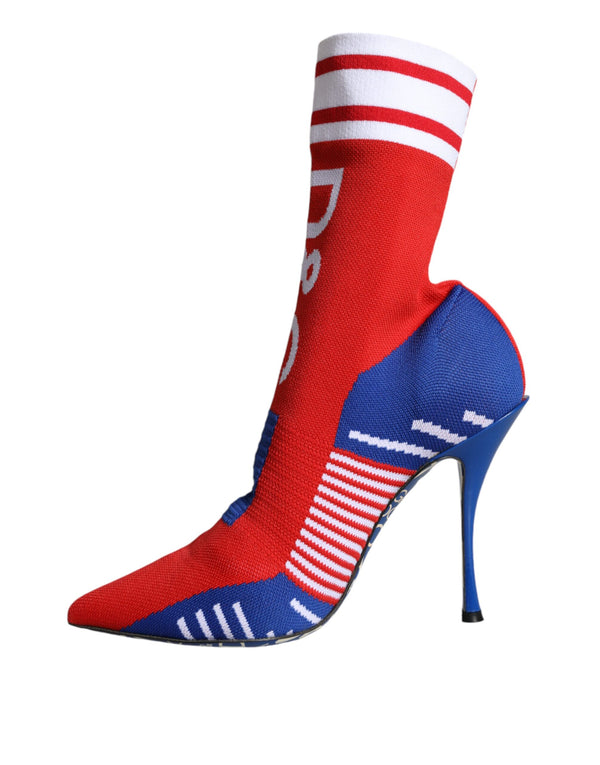 Rot Blau Stretch Socke Stil Ankle Stiefel Logo Schuhe