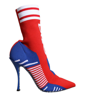 Rot Blau Stretch Socke Stil Ankle Stiefel Logo Schuhe