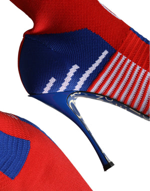 Rot Blau Stretch Socke Stil Ankle Stiefel Logo Schuhe
