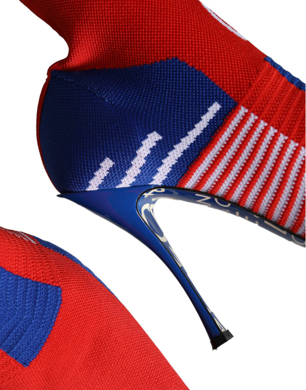 Rot Blau Stretch Socke Stil Ankle Stiefel Logo Schuhe