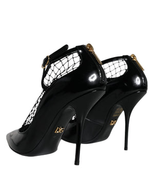 Schwarz Mesh Lackleder Heels Pumps Schuhe