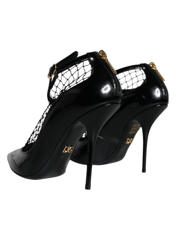 Schwarz Mesh Lackleder Heels Pumps Schuhe