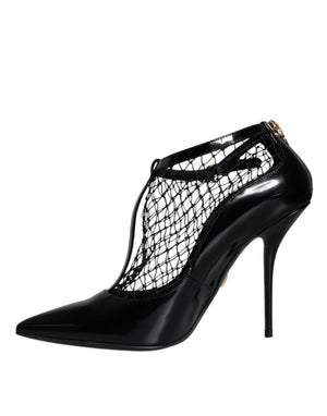 Schwarz Mesh Lackleder Heels Pumps Schuhe