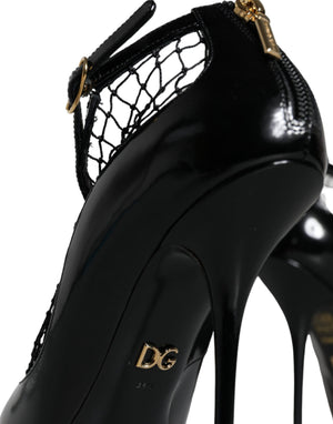 Schwarz Mesh Lackleder Heels Pumps Schuhe
