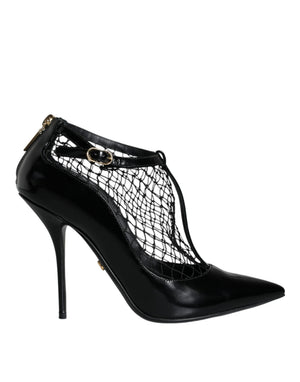 Schwarz Mesh Lackleder Heels Pumps Schuhe