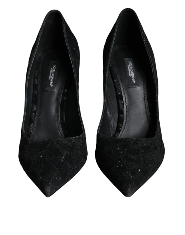 Schwarz Leopard Lurex High Heels Pumps Schuhe