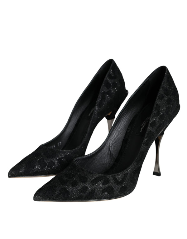 Schwarz Leopard Lurex High Heels Pumps Schuhe