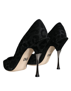 Schwarz Leopard Lurex High Heels Pumps Schuhe