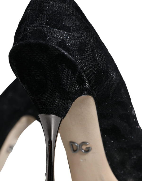 Schwarz Leopard Lurex High Heels Pumps Schuhe