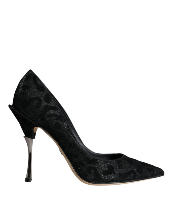 Schwarz Leopard Lurex High Heels Pumps Schuhe