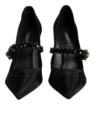 Schwarz Mesh Mary Jane Crystal Heel Pumps Schuhe