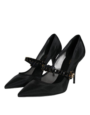 Schwarz Mesh Mary Jane Crystal Heel Pumps Schuhe