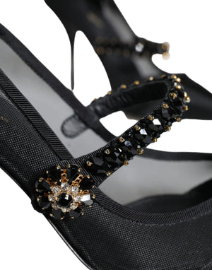Schwarz Mesh Mary Jane Crystal Heel Pumps Schuhe