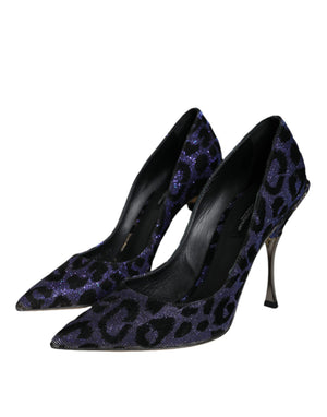 Violett Leopard Lurex High Heels Pumps Schuhe
