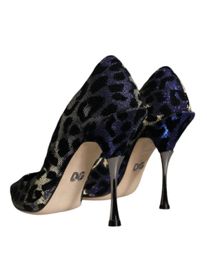 Violett Leopard Lurex High Heels Pumps Schuhe