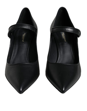 Schwarz Leder Logo Heels Mary Janes Pumps Schuhe