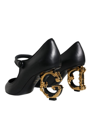 Schwarz Leder Logo Heels Mary Janes Pumps Schuhe