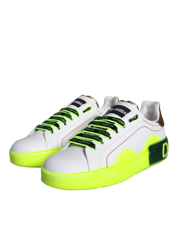 Weiß Leder Portofino Low Top Sneakers Schuhe