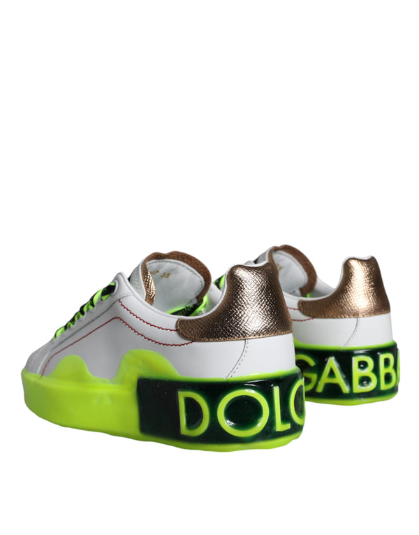 Weiß Leder Portofino Low Top Sneakers Schuhe