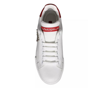 Weiß Patch Kalbsleder Nappa Portofino Turnschuhe Schuhe