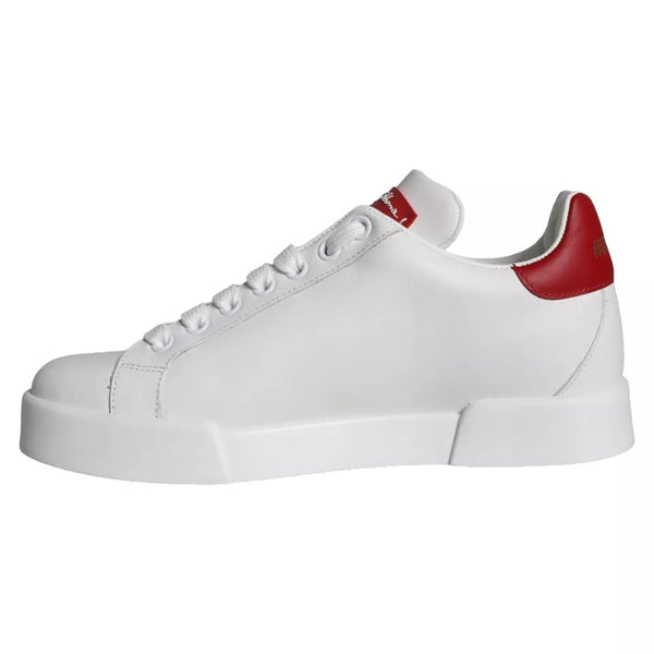 Weiß Patch Kalbsleder Nappa Portofino Turnschuhe Schuhe