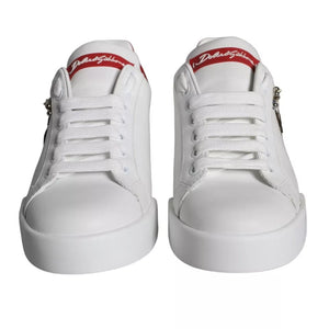 Weiß Patch Kalbsleder Nappa Portofino Turnschuhe Schuhe