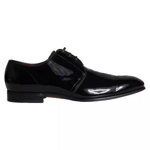 Schwarzes Lackleder Derby Herren Anzugschuhe