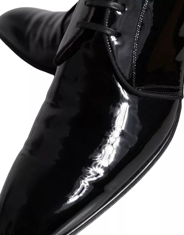 Schwarzes Lackleder Derby Herren Anzugschuhe